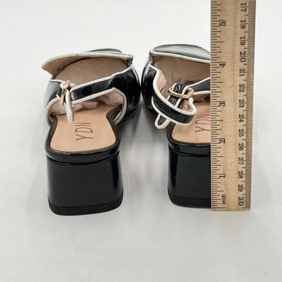 YDN Black Square Toe Block Low Heels Slingback Formal Loafer Dressy Shoes Office - Picture 5 of 8